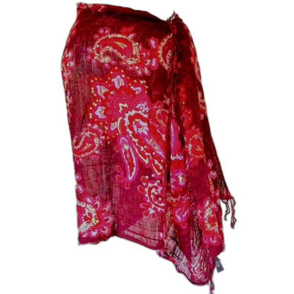 INC International concepts Shawl Scarf Coverup Burgundy Paisley Floral Bling 70” - Picture 1 of 16